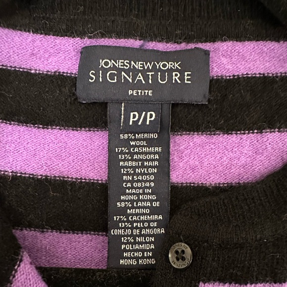 🌈 Rainbow Striped Wool Blend Henley Sweater - Picture 3 of 3